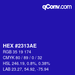 Color code: HEX #2313AE | qconv.com