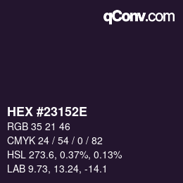Color code: HEX #23152E | qconv.com
