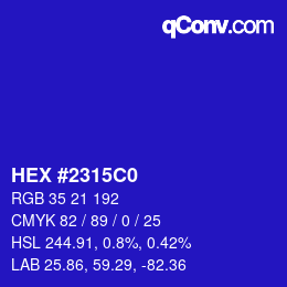 カラーコード: HEX #2315C0 | qconv.com