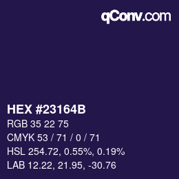 Color code: HEX #23164B | qconv.com