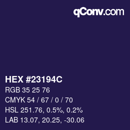Farbcode: HEX #23194C | qconv.com