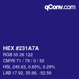 Color code: HEX #231A7A | qconv.com