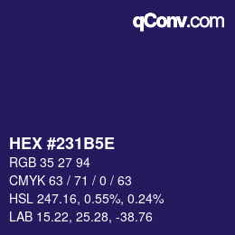 Farbcode: HEX #231B5E | qconv.com
