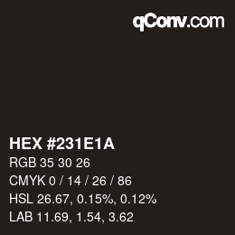 Código de color: HEX #231E1A | qconv.com