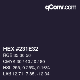 Code couleur: HEX #231E32 | qconv.com