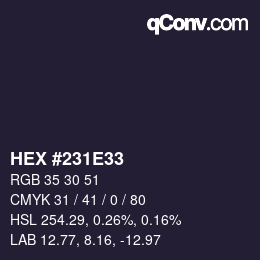 Color code: HEX #231E33 | qconv.com