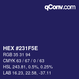 Color code: HEX #231F5E | qconv.com