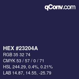 カラーコード: HEX #23204A | qconv.com