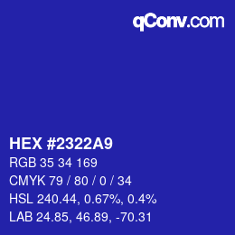 Color code: HEX #2322A9 | qconv.com