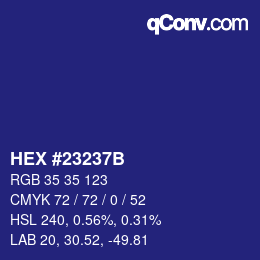 Color code: HEX #23237B | qconv.com