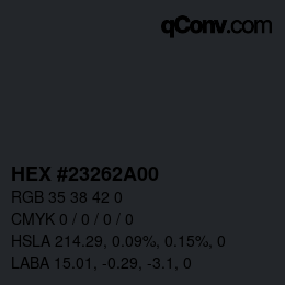 Color code: HEX #23262A00 | qconv.com
