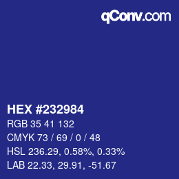 颜色代码: HEX #232984 | qconv.com