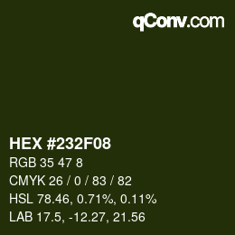 カラーコード: HEX #232F08 | qconv.com