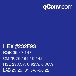 カラーコード: HEX #232F93 | qconv.com