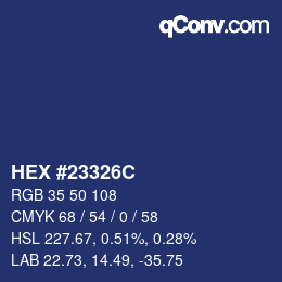 Color code: HEX #23326C | qconv.com