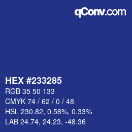 Color code: HEX #233285 | qconv.com