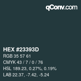 Code couleur: HEX #23393D | qconv.com