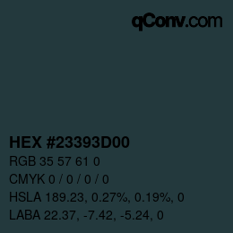 Farbcode: HEX #23393D00 | qconv.com