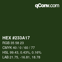 颜色代码: HEX #233A17 | qconv.com