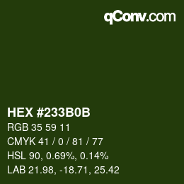 Color code: HEX #233B0B | qconv.com