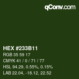 Farbcode: HEX #233B11 | qconv.com