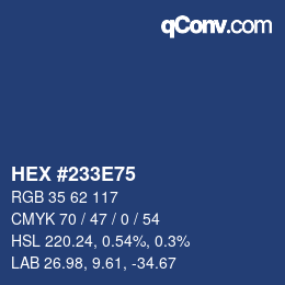 Color code: HEX #233E75 | qconv.com
