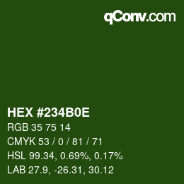 Color code: HEX #234B0E | qconv.com