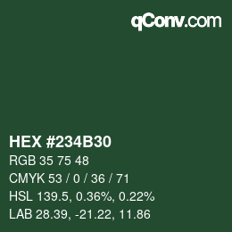 颜色代码: HEX #234B30 | qconv.com
