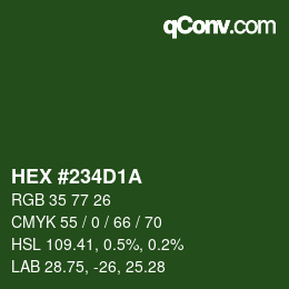 颜色代码: HEX #234D1A | qconv.com