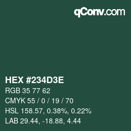 Color code: HEX #234D3E | qconv.com