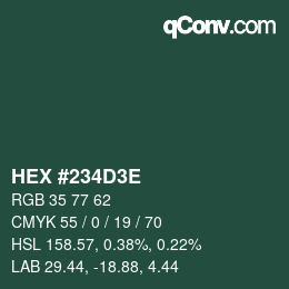 Color code: HEX #234D3E | qconv.com