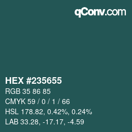 カラーコード: HEX #235655 | qconv.com