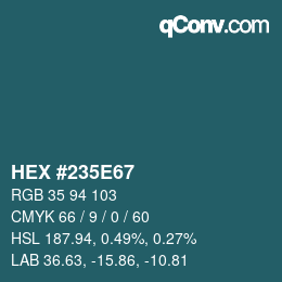 Farbcode: HEX #235E67 | qconv.com