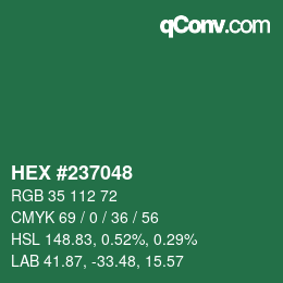 カラーコード: HEX #237048 | qconv.com