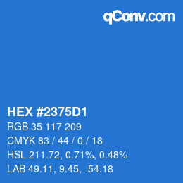 Farbcode: HEX #2375D1 | qconv.com