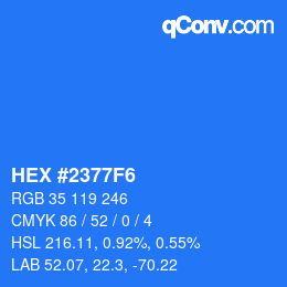 Color code: HEX #2377F6 | qconv.com