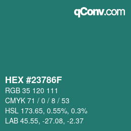 Color code: HEX #23786F | qconv.com