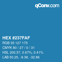 Color code: HEX #237FAF | qconv.com