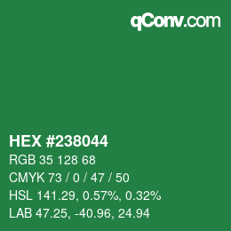 Color code: HEX #238044 | qconv.com