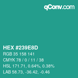Color code: HEX #239E8D | qconv.com