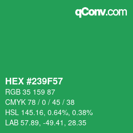 カラーコード: HEX #239F57 | qconv.com
