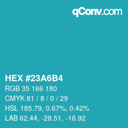 Código de color: HEX #23A6B4 | qconv.com