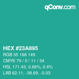 Color code: HEX #23A895 | qconv.com