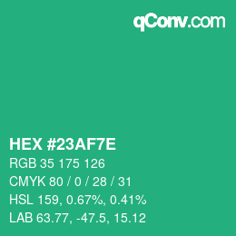 Color code: HEX #23AF7E | qconv.com