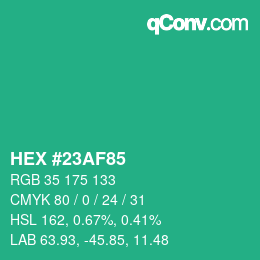 颜色代码: HEX #23AF85 | qconv.com