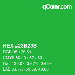 Color code: HEX #23B23B | qconv.com