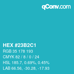 Color code: HEX #23B2C1 | qconv.com