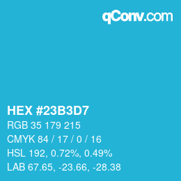 Color code: HEX #23B3D7 | qconv.com