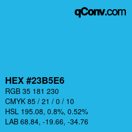 カラーコード: HEX #23B5E6 | qconv.com