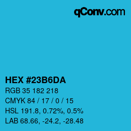 Color code: HEX #23B6DA | qconv.com